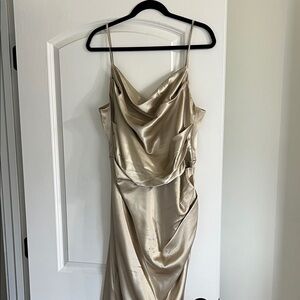 Birdy Grey Lydia Gold Satin Maxi Dress